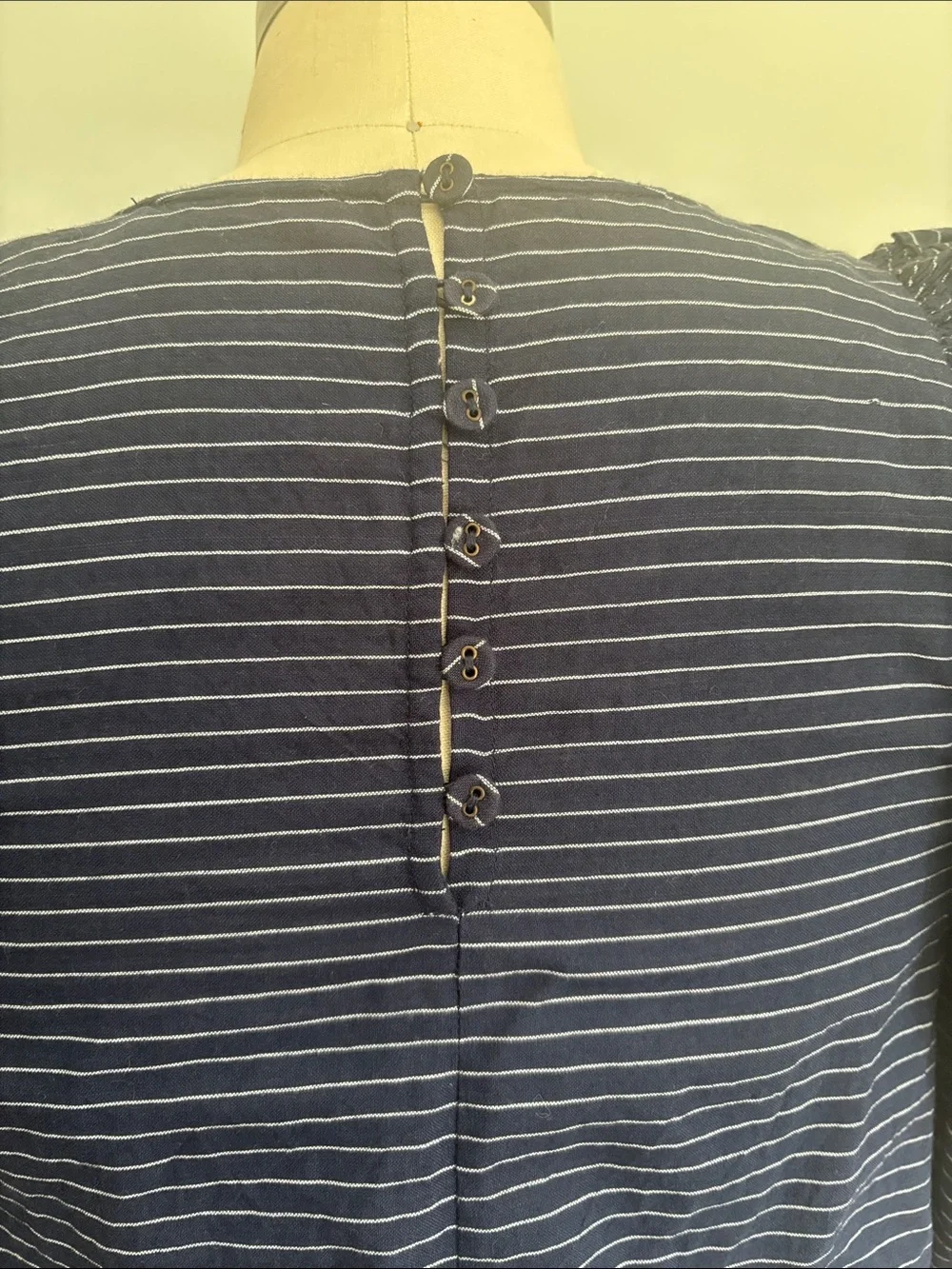 Ulla Johnson Navy Striped Puff-Sleeve Blouse - With Tag from Barneys